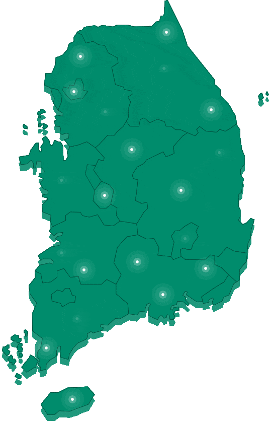 얌샘김밥 전국 분포 지도